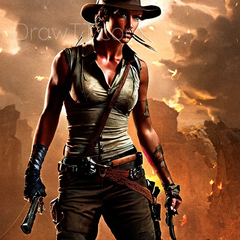 Indiana Jones Lara Croft snakes – DrawTT Images