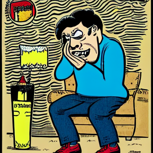 A cartoon caricature of Faze Jarvis crying by Robert Crumb – DrawTT Images